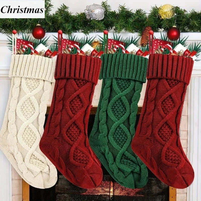 Diamond-Shaped Christmas Stockings – Fluffy Holiday Candy & Gift Bags