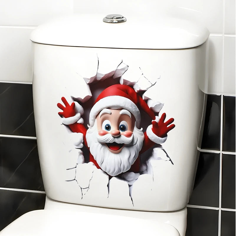 Christmas Snowman Toilet Stickers – Festive Bathroom Decorations