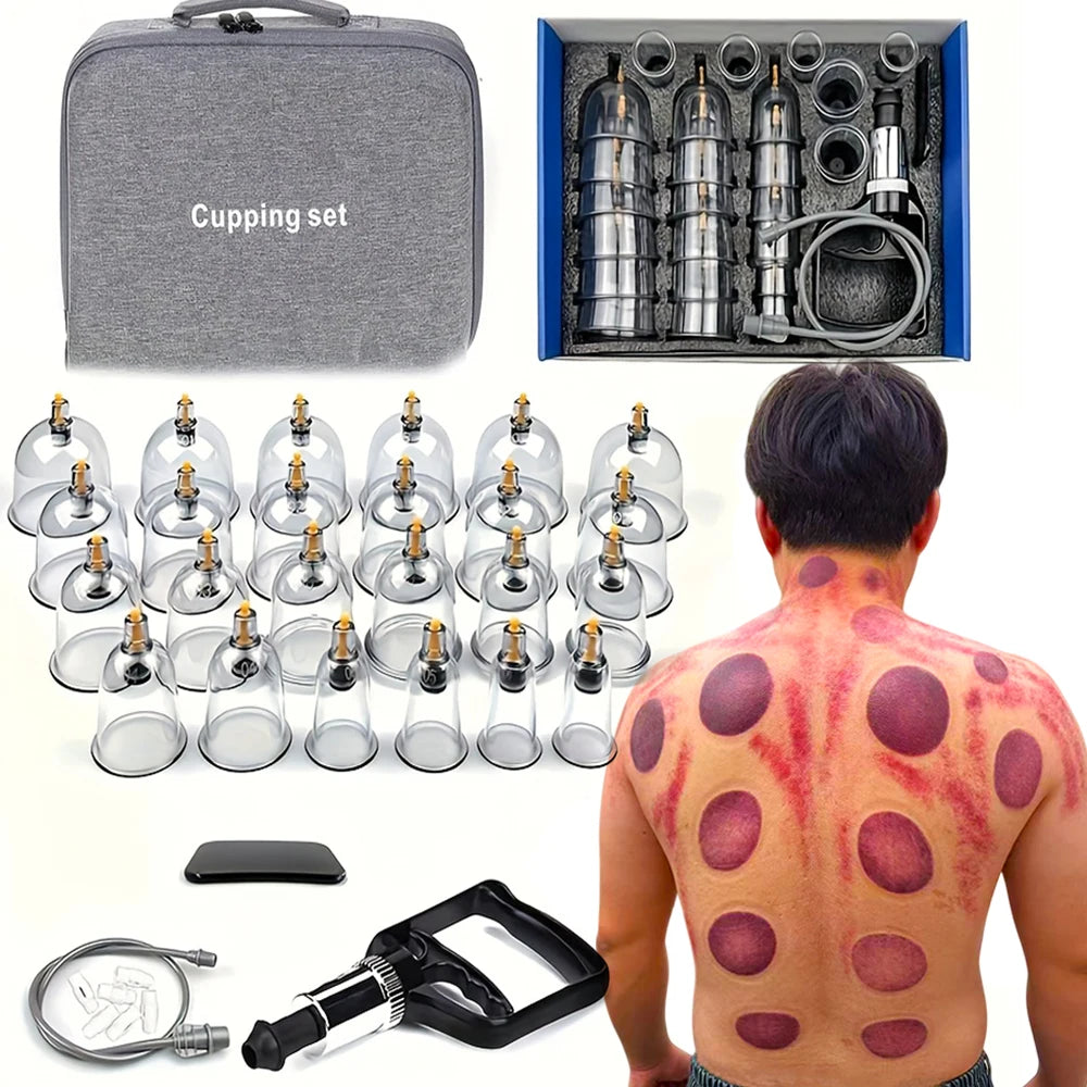 Cupping Massage Set – 12/24-Piece Relaxation Cups with Manual Pump