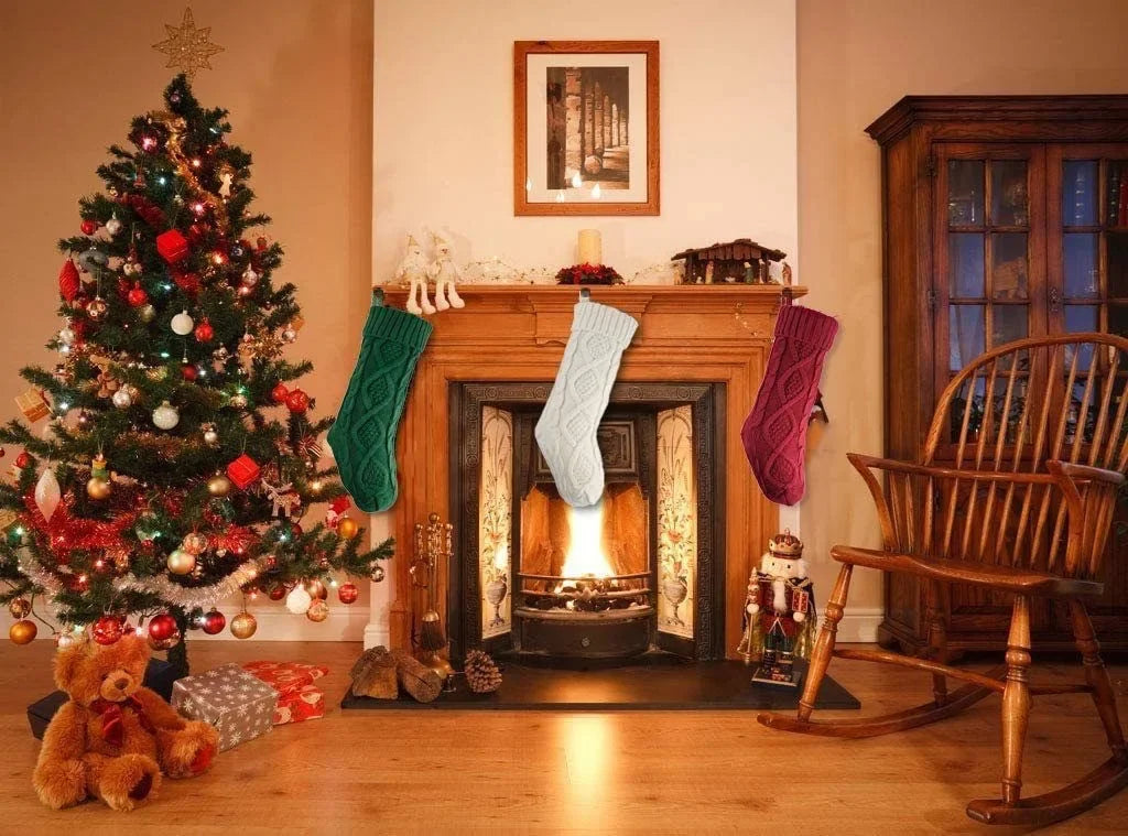Diamond-Shaped Christmas Stockings – Fluffy Holiday Candy & Gift Bags