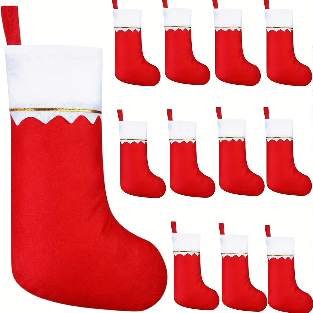 12-Piece Christmas Stockings – Santa & Reindeer Holiday Decorations