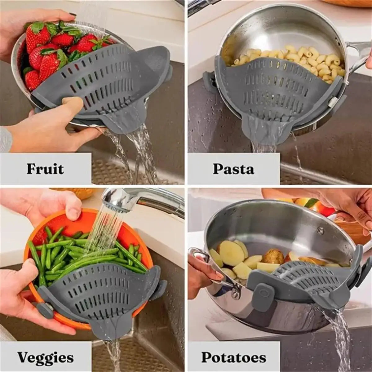 Adjustable Clip-On Pot Strainer – Kitchen Sink & Cooking Colander