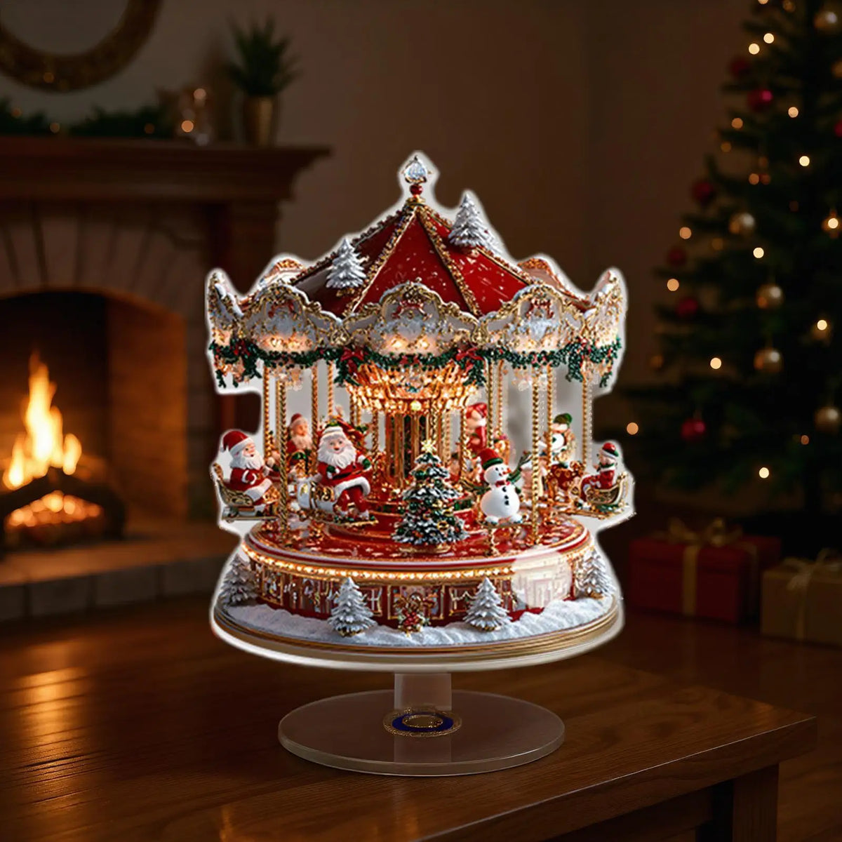2D Acrylic Carousel Christmas Ornament – Festive Holiday Decoration