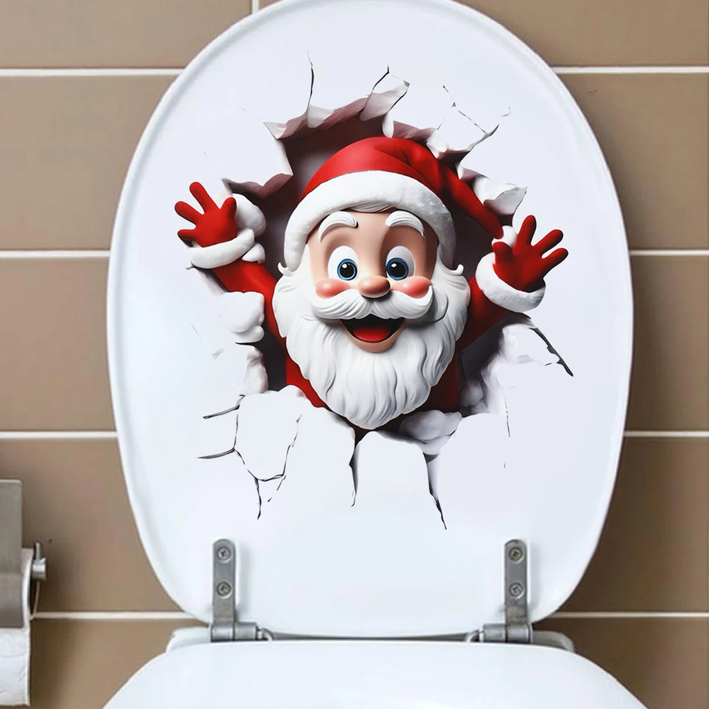 Christmas Snowman Toilet Stickers – Festive Bathroom Decorations