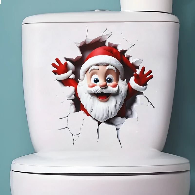 Christmas Snowman Toilet Stickers – Festive Bathroom Decorations