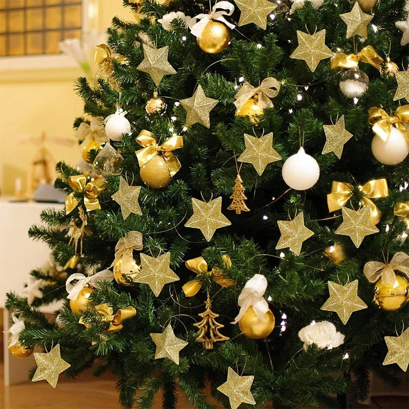 Glitter Star Christmas Tree Ornaments – Festive Hanging Decorations