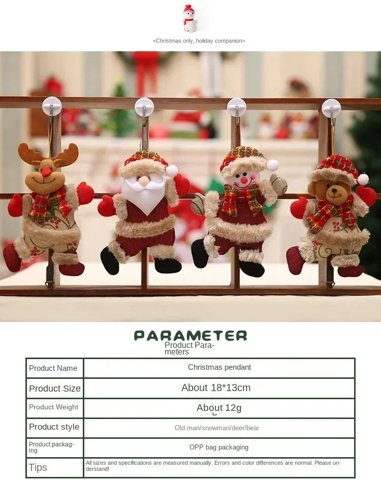 Mini Christmas Fabric Doll Ornaments – Hanging Santa, Snowman & Reindeer Decorations