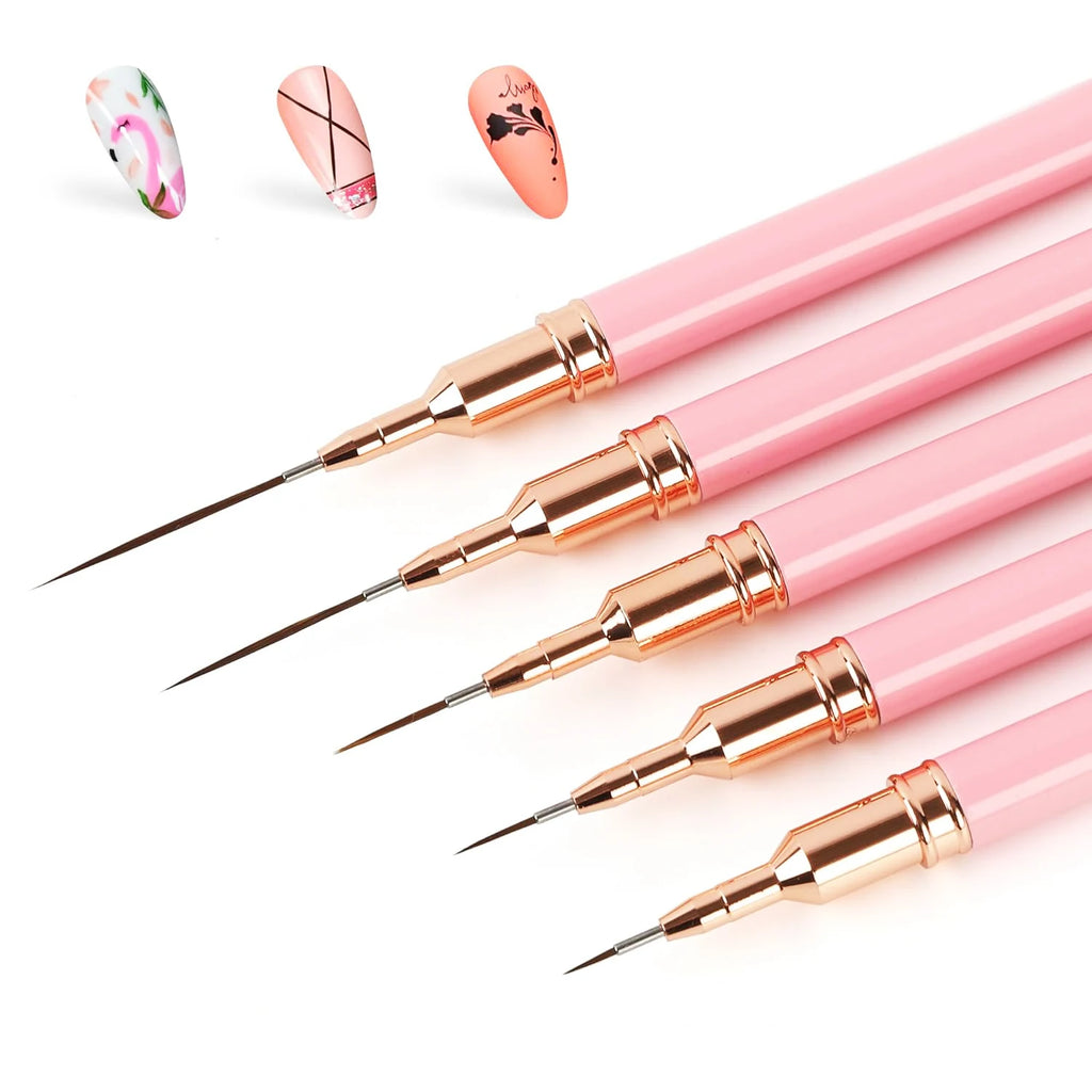 5pcs Nail Art Liner Brush Set – UV Gel Nail Art Brushes