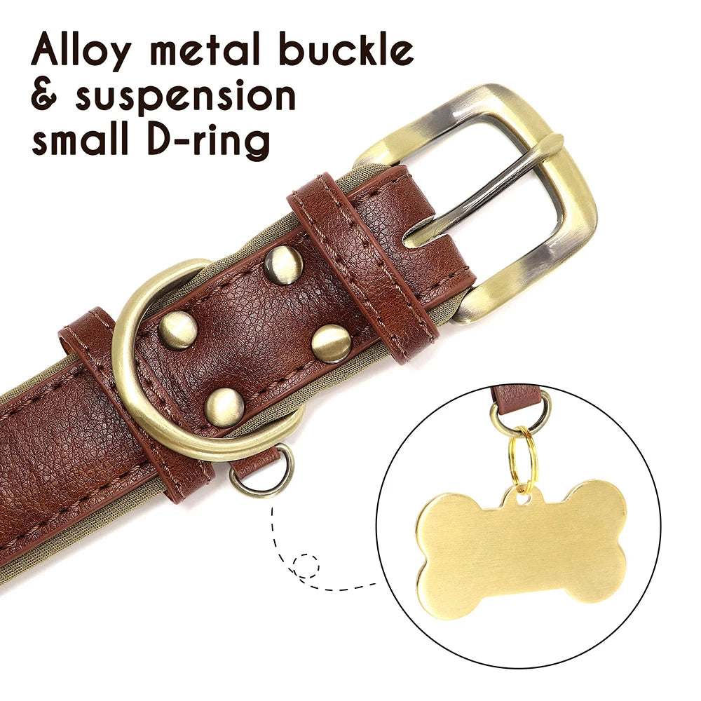 Personalized PU Leather Dog Collar – Adjustable Nameplate Collar