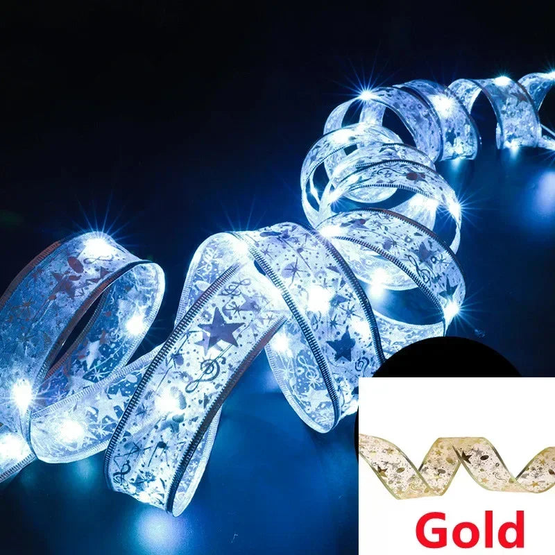 10M LED Christmas Ribbon String Lights – Decorative Bow Lights for Holiday Parties
