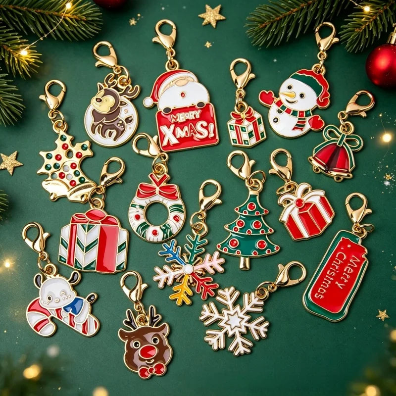 5-Piece Christmas Charms Set – Santa, Snowman & Tree Pendants