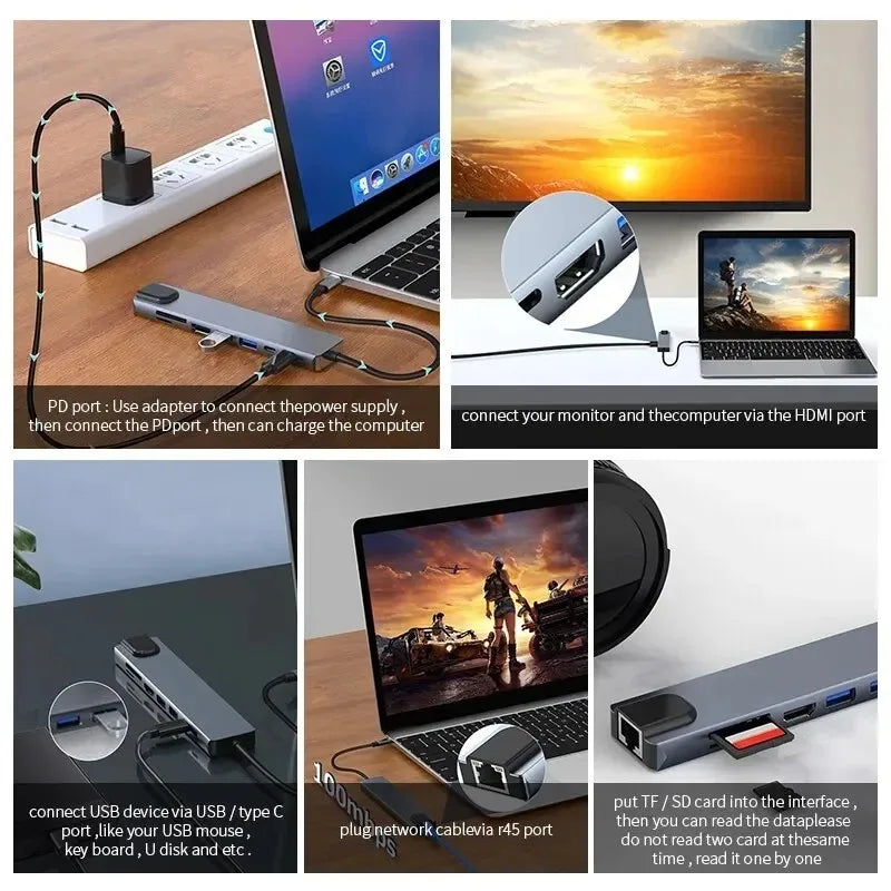 USB-C Hub 7-in-1 Multiport Adapter – HDMI, USB & Card Reader