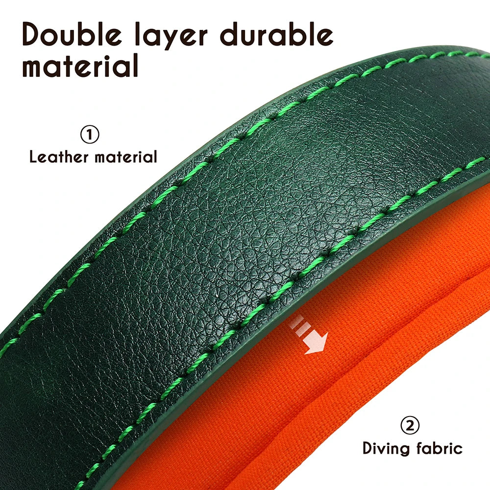 Personalized PU Leather Dog Collar – Adjustable Nameplate Collar