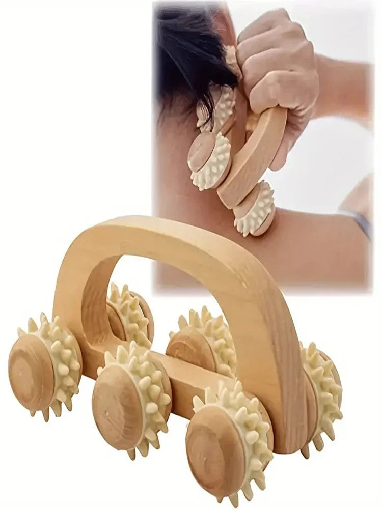 Wooden Massage Roller – Manual Body Massage & Relaxation Tool