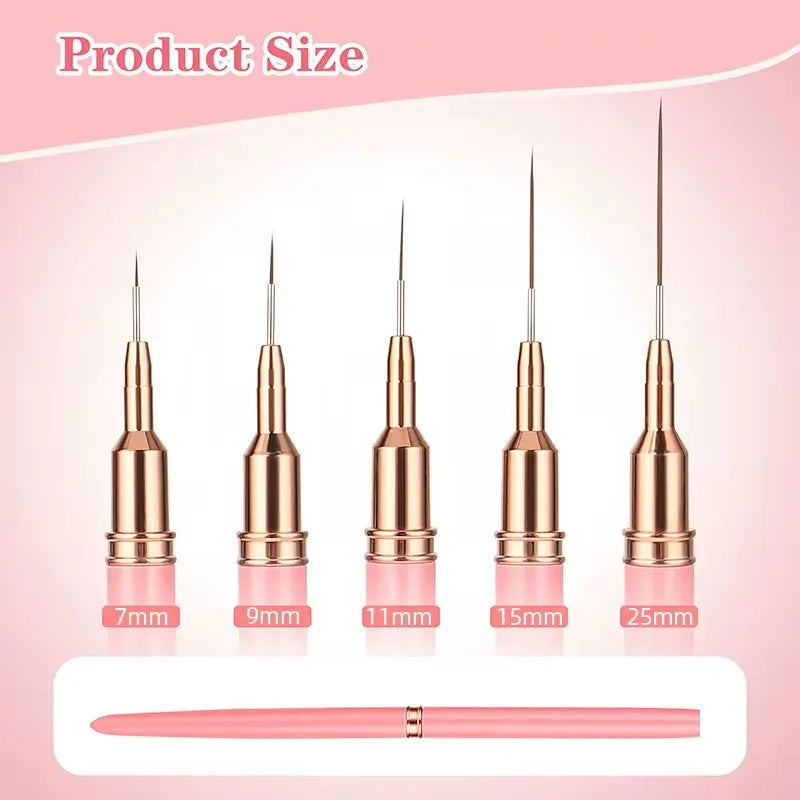 5pcs Nail Art Liner Brush Set – UV Gel Nail Art Brushes