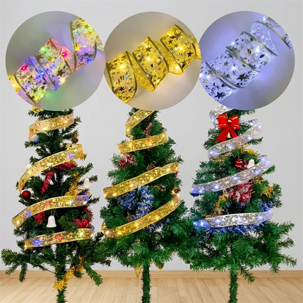10M LED Christmas Ribbon String Lights – Decorative Bow Lights for Holiday Parties