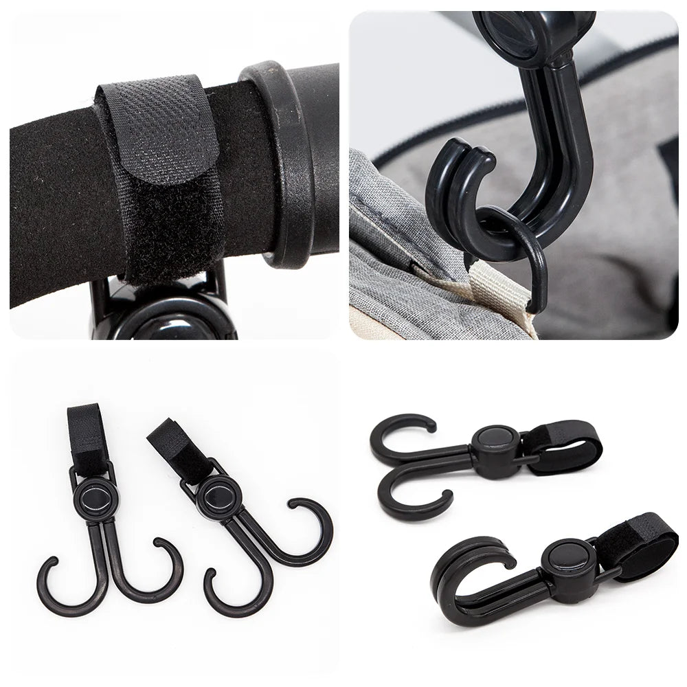 Baby Stroller Hooks – 360° Rotatable Pram Organizer Hooks