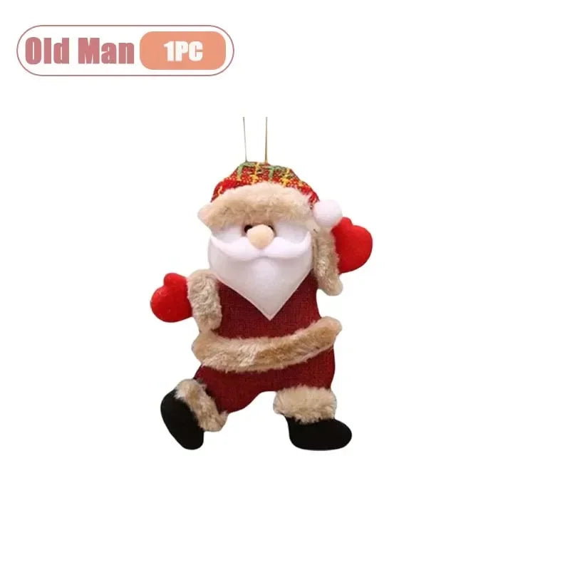 Mini Christmas Fabric Doll Ornaments – Hanging Santa, Snowman & Reindeer Decorations