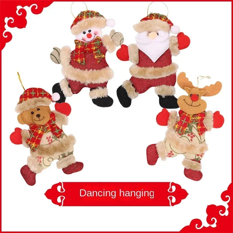 Mini Christmas Fabric Doll Ornaments – Hanging Santa, Snowman & Reindeer Decorations