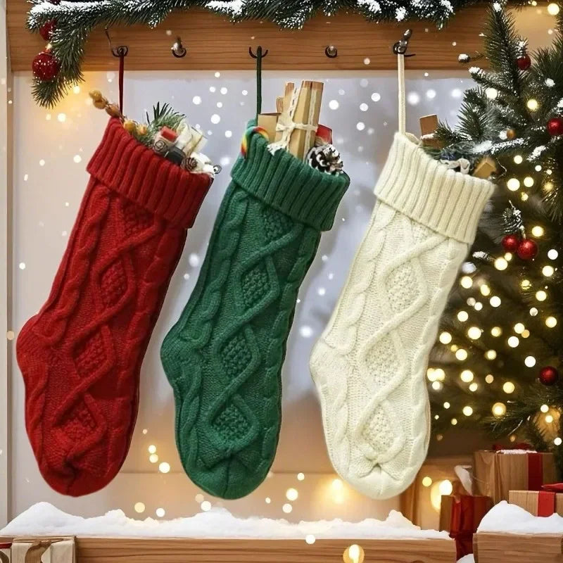 Diamond-Shaped Christmas Stockings – Fluffy Holiday Candy & Gift Bags