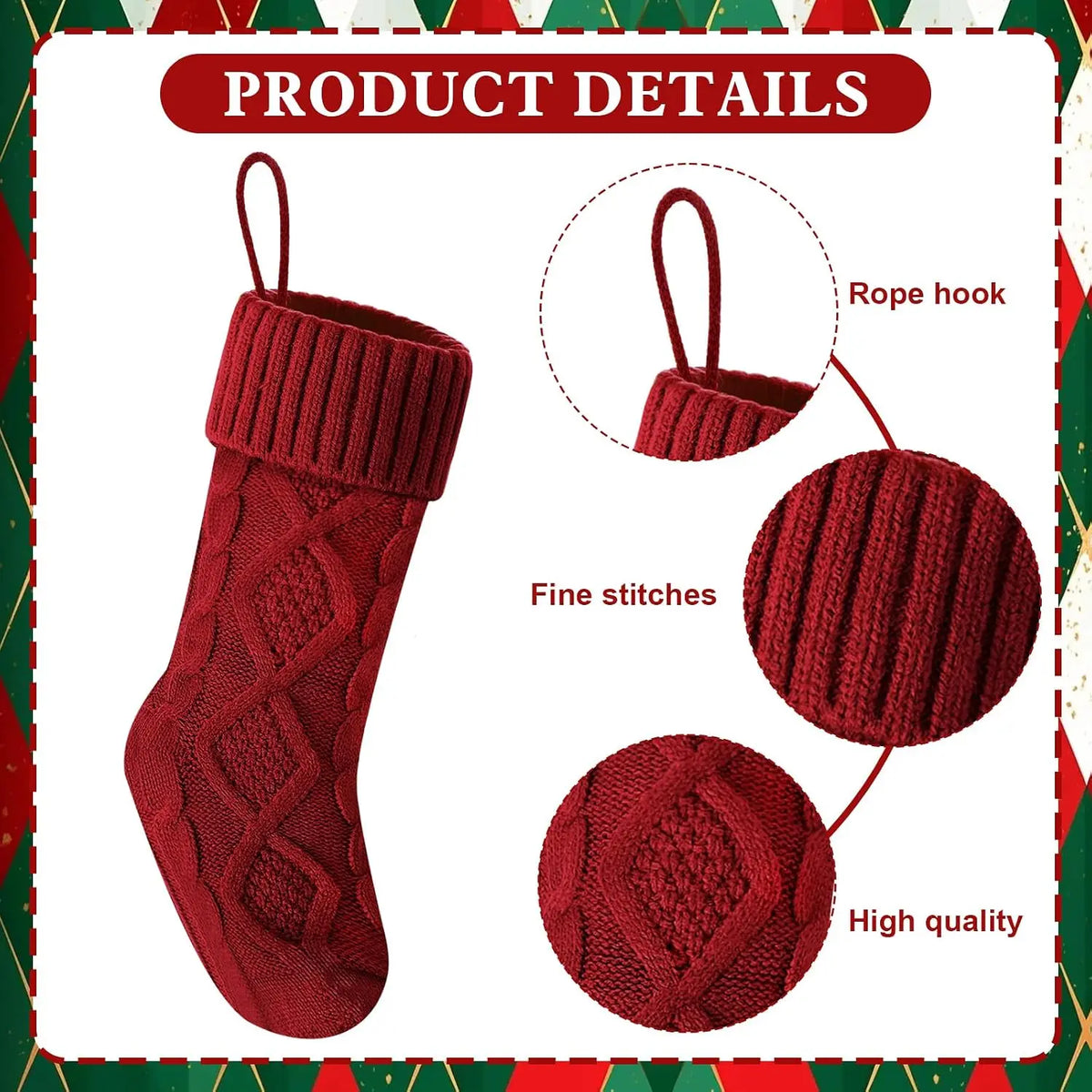 Diamond-Shaped Christmas Stockings – Fluffy Holiday Candy & Gift Bags