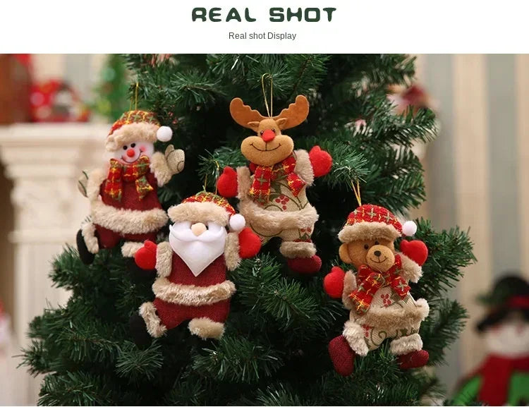 Mini Christmas Fabric Doll Ornaments – Hanging Santa, Snowman & Reindeer Decorations