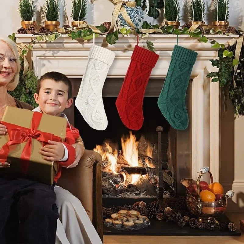 Diamond-Shaped Christmas Stockings – Fluffy Holiday Candy & Gift Bags