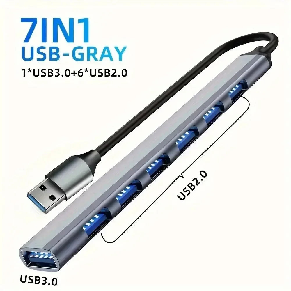 USB-C Hub 7-in-1 Multiport Adapter – HDMI, USB & Card Reader