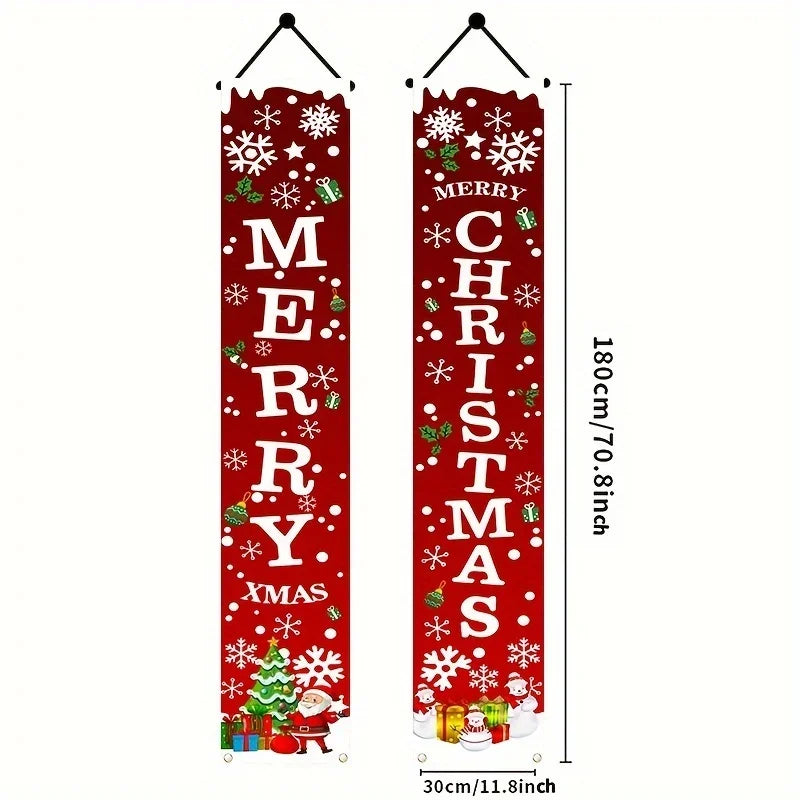 Christmas Holiday Decorative Banners – 180 × 30 cm, Set of 2
