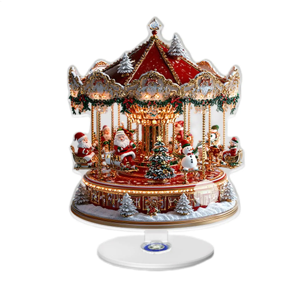 2D Acrylic Carousel Christmas Ornament – Festive Holiday Decoration
