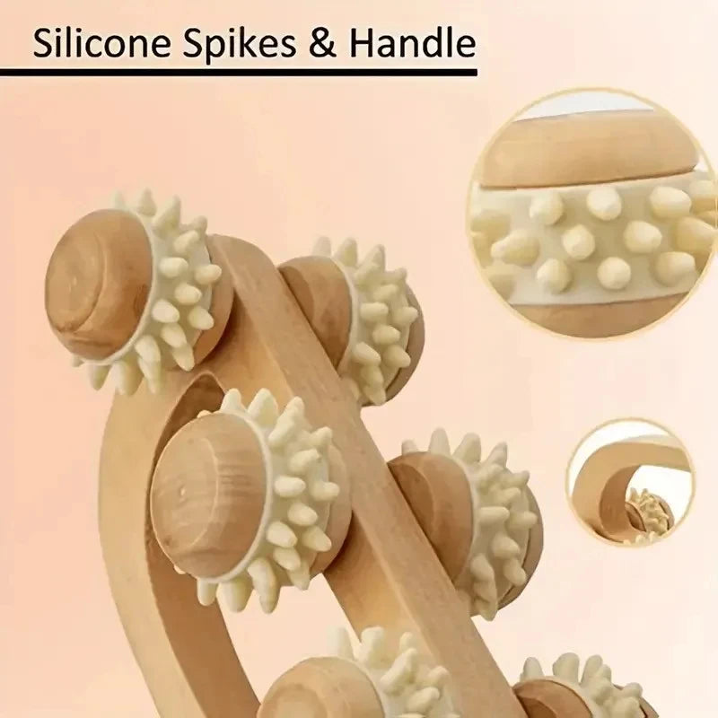 Wooden Massage Roller – Manual Body Massage & Relaxation Tool