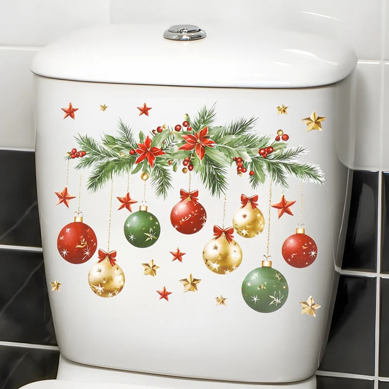 Christmas Snowman Toilet Stickers – Festive Bathroom Decorations