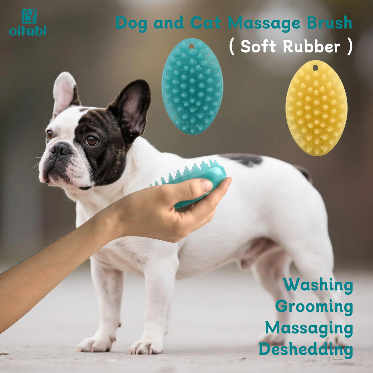 Soft Rubber Pet Grooming Brush – Deshedding & Bathing Brush