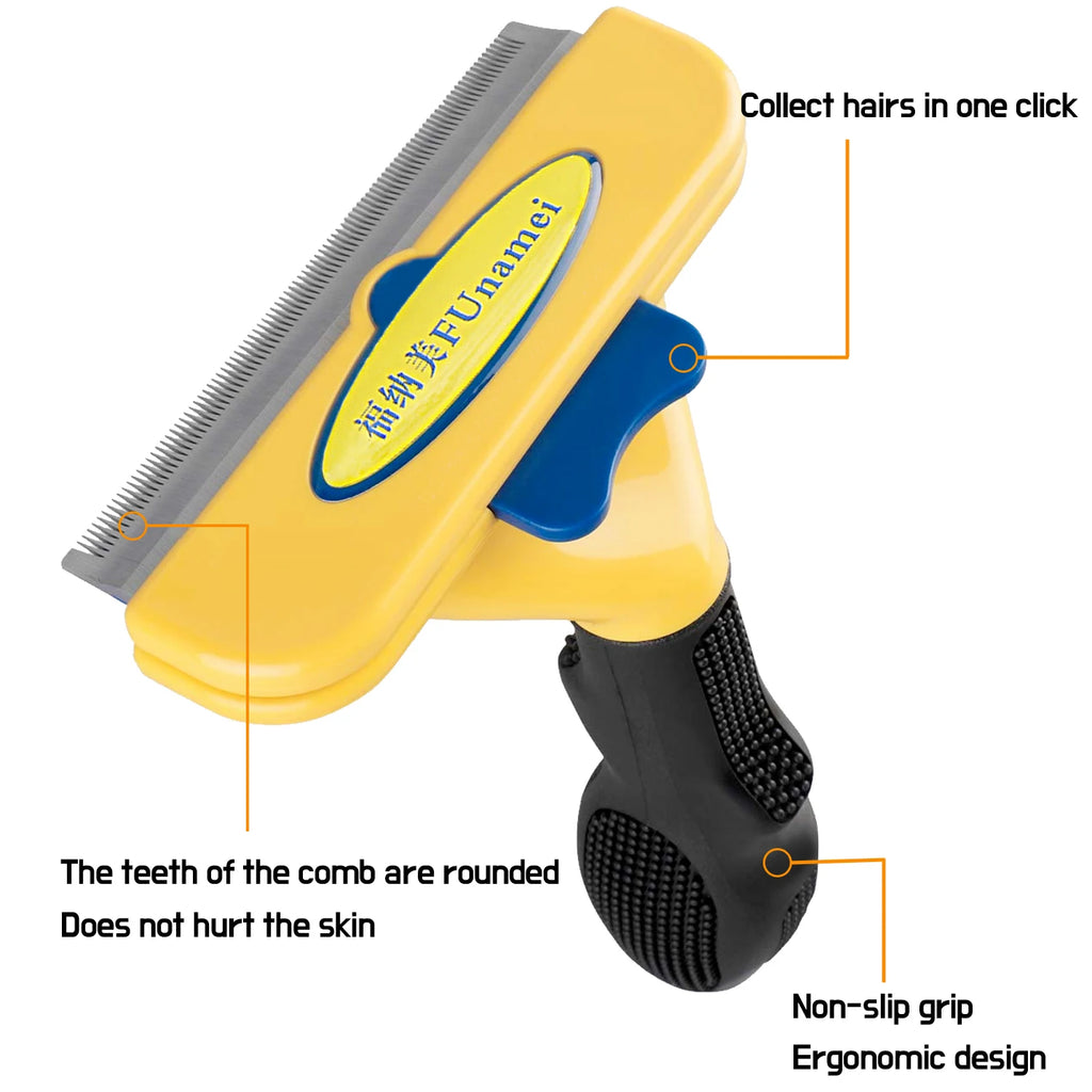 Pet Deshedding & Dematting Brush – Dog & Cat Grooming Tool