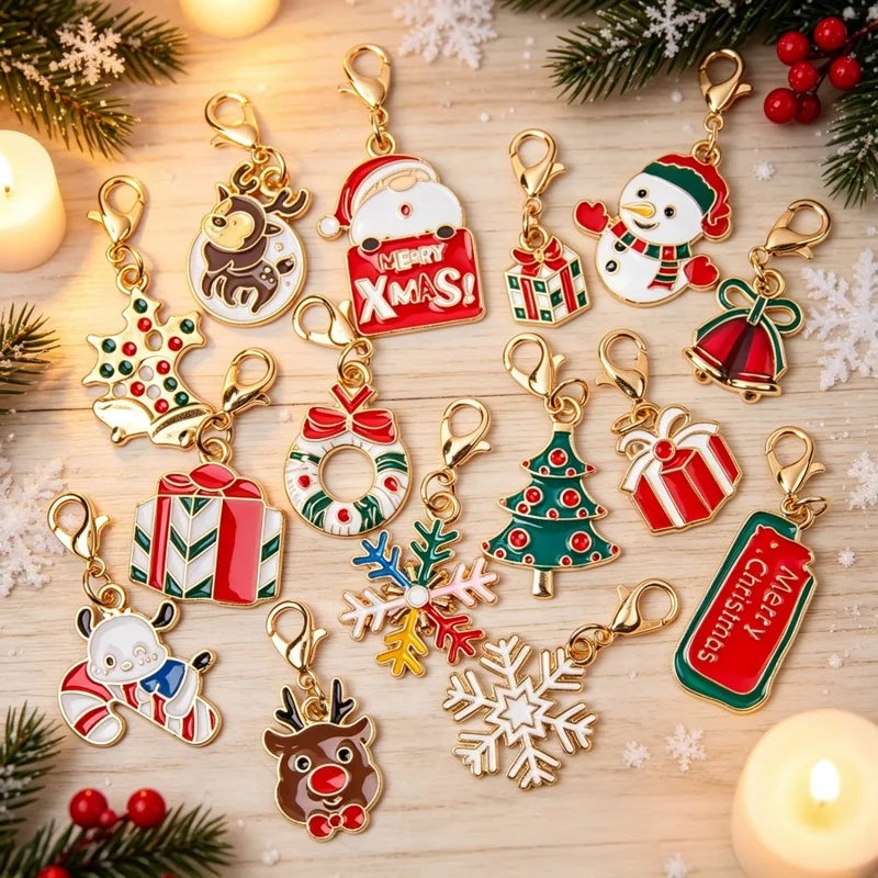 5-Piece Christmas Charms Set – Santa, Snowman & Tree Pendants