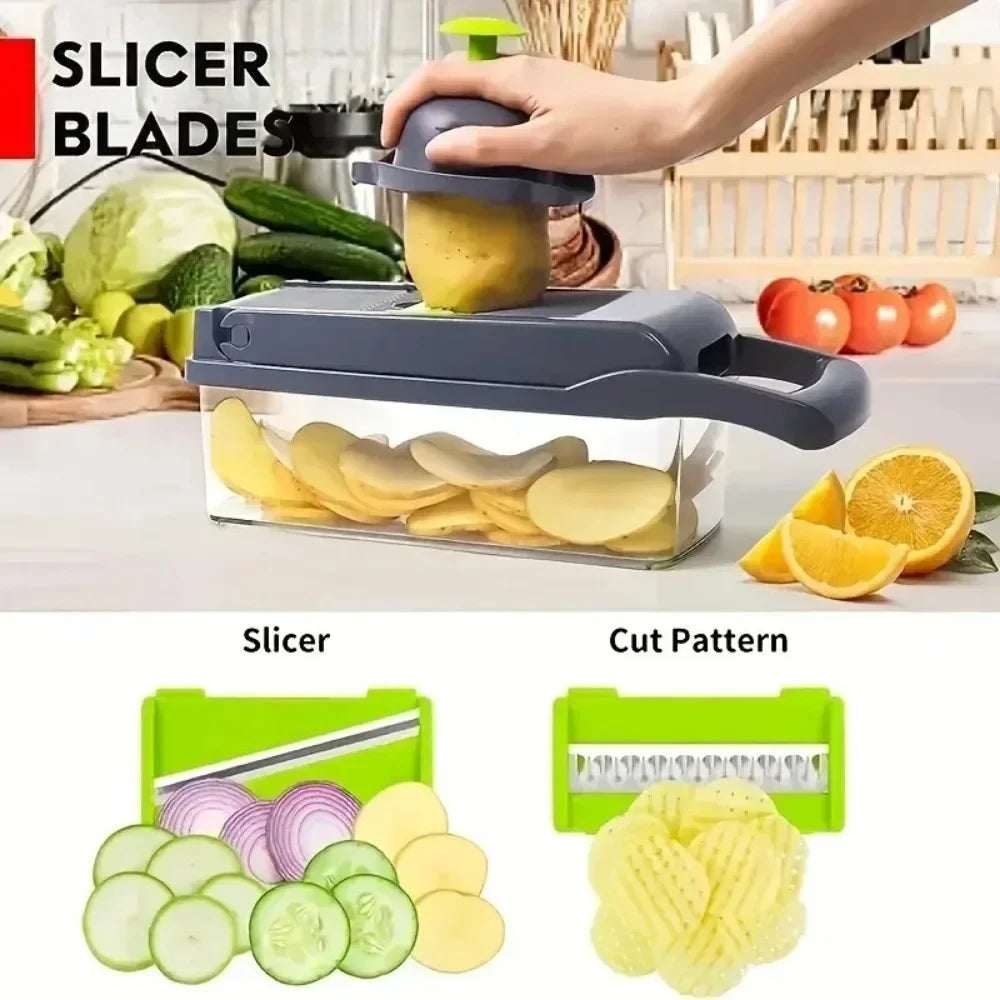 14-in-1 Multifunctional Vegetable Chopper – Kitchen Slicer & Dicer