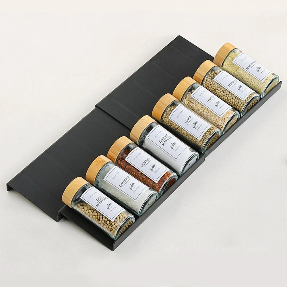 4-Tier Adjustable Spice Rack – Kitchen Cabinet & Drawer Organizer