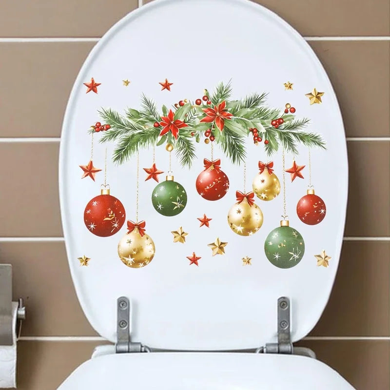 Christmas Snowman Toilet Stickers – Festive Bathroom Decorations