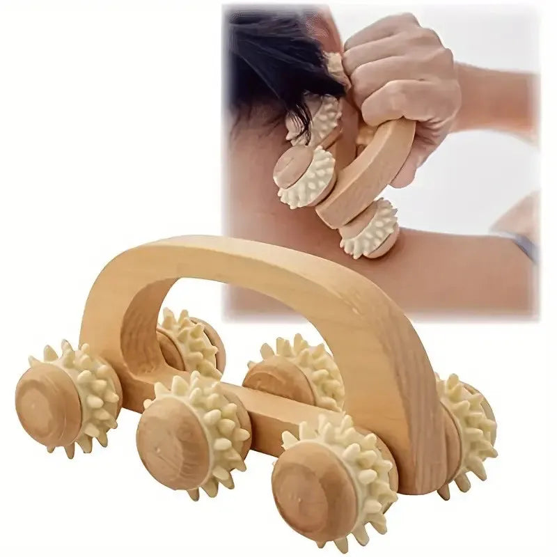 Wooden Massage Roller – Manual Body Massage & Relaxation Tool