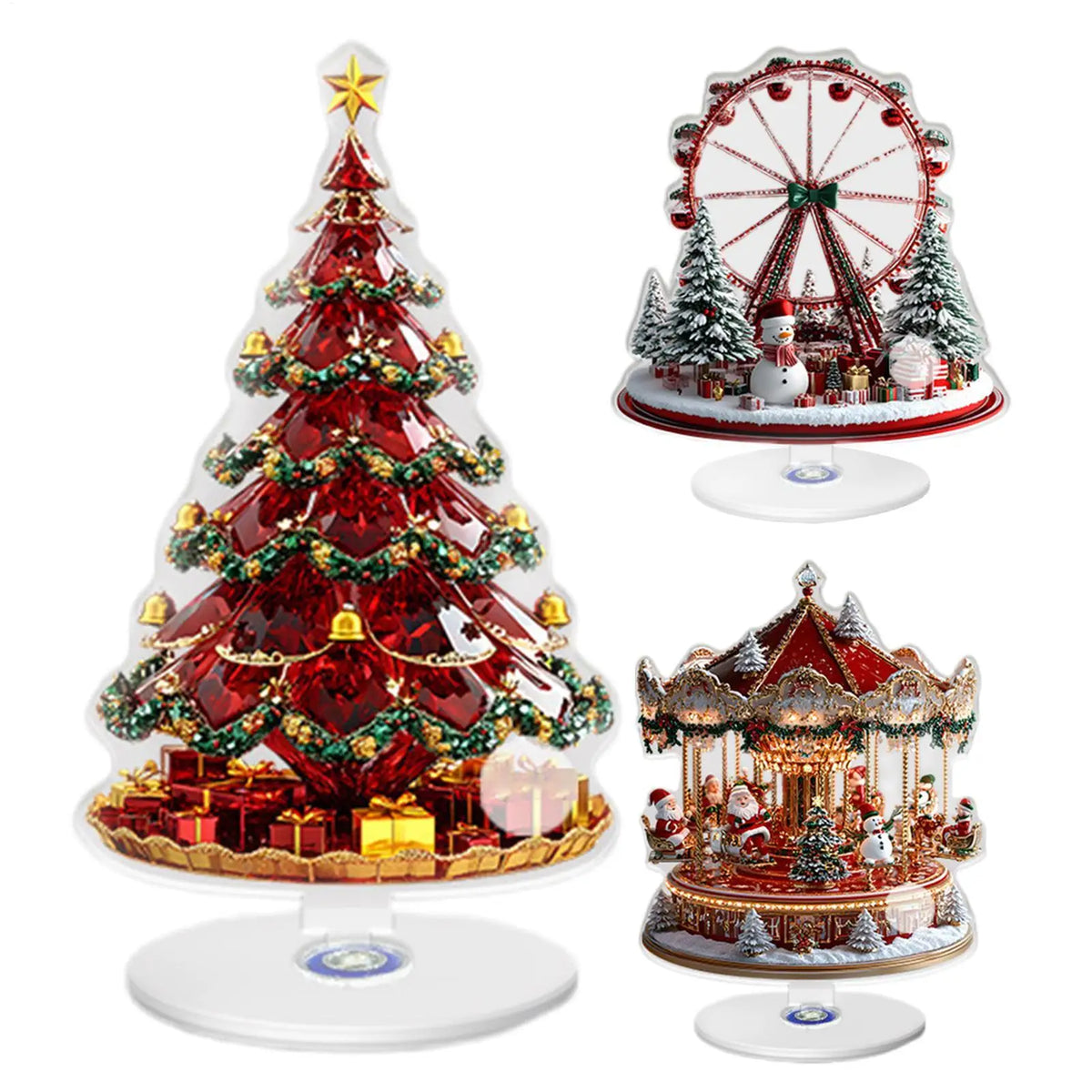 2D Acrylic Carousel Christmas Ornament – Festive Holiday Decoration