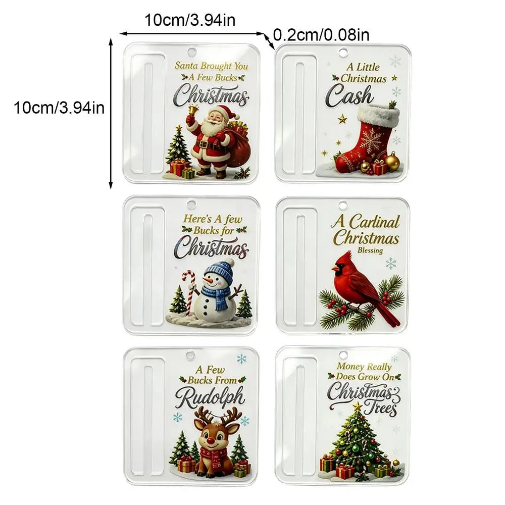 6-Piece Christmas Money Holder Ornaments – Acrylic Tree Decorations