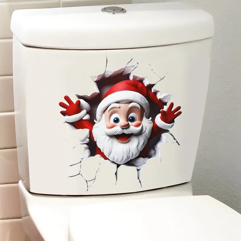 Christmas Snowman Toilet Stickers – Festive Bathroom Decorations