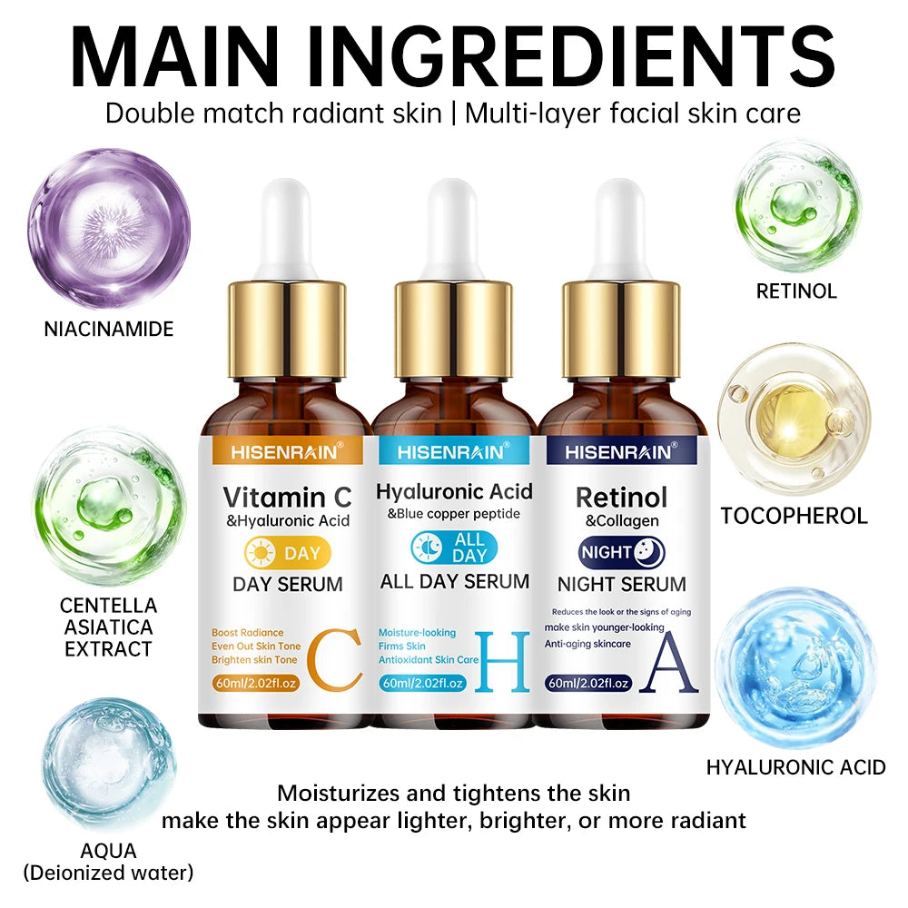 Vitamin C + Retinol + Hyaluronic Acid Serum – Brightening & Hydratin