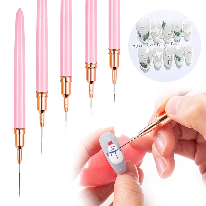 5pcs Nail Art Liner Brush Set – UV Gel Nail Art Brushes