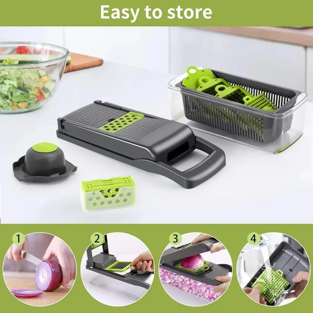 14-in-1 Multifunctional Vegetable Chopper – Kitchen Slicer & Dicer