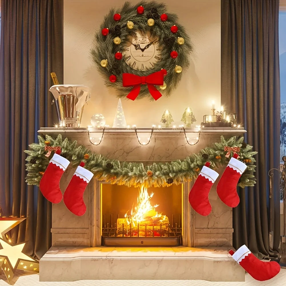 12-Piece Christmas Stockings – Santa & Reindeer Holiday Decorations