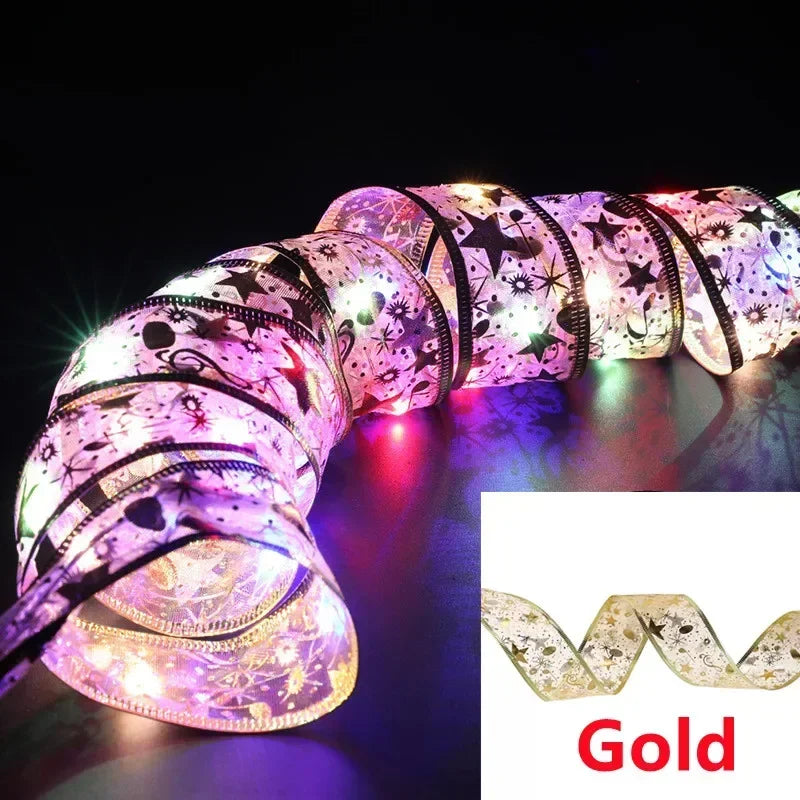 10M LED Christmas Ribbon String Lights – Decorative Bow Lights for Holiday Parties
