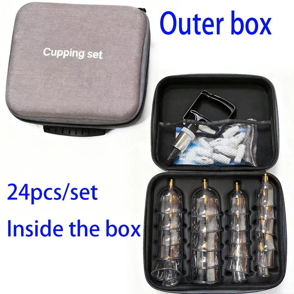 Cupping Massage Set – 12/24-Piece Relaxation Cups with Manual Pump