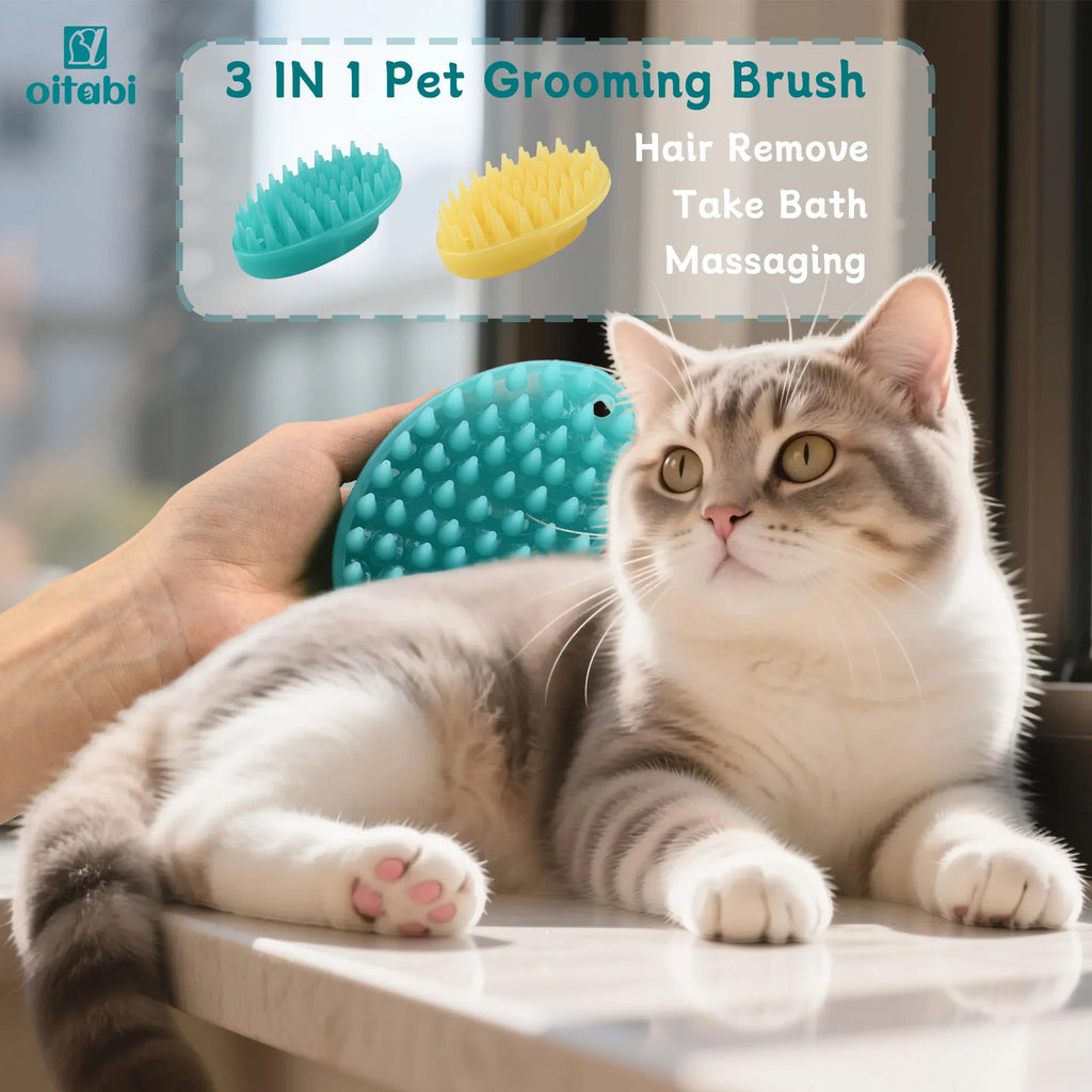 Soft Rubber Pet Grooming Brush – Deshedding & Bathing Brush