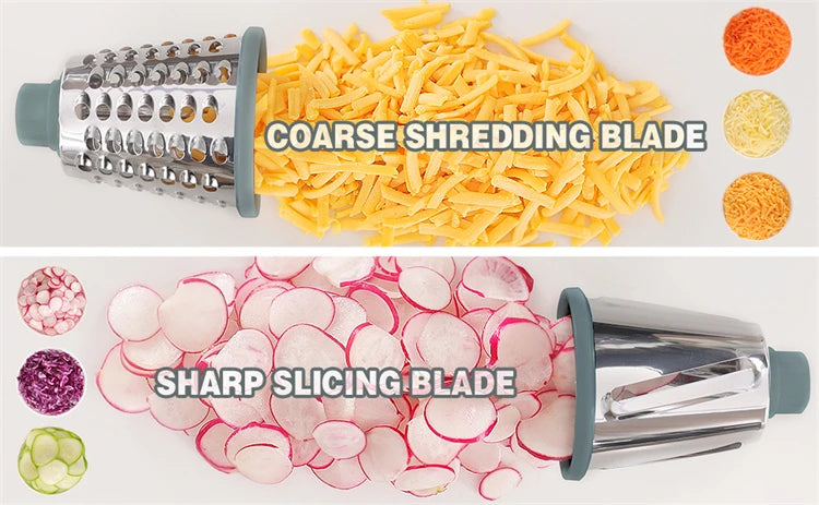 3-in-1 Rotary Cheese Grater – Manual Vegetable Slicer & Shredder